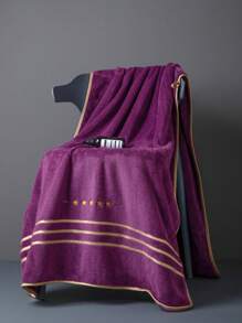 1pc Extra Large Bath Towel 86*170cm, Polyester Fiber, Simple Solid Color With Embroidered Star Pattern Or 34*75cm Small Hand/Face Towel, Absorbent, Quick Drying, Soft, Suitable For Bathroom, Hotel, Gym, Outdoor Travel, Party, Holiday Gift, Beach, Salon, Spa, Unisex Adult Household Use, All Seasons,School,Back To School,Travel,Travel Essentials,Home Essentials,Towel,Skin Care