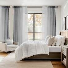 4 Panels Ombre  Sheer Curtains  For Living Room Bedroom Decor, Gradient Semi Voile Rod Pocket Window Curtain Drapes - Xám - Xem 8