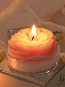 Rose Flower Shaped Scented Candle,Handmade Aroma Soy Wax Decorative Candle For Table Photo Prop Birthday Gift,Prefect For Meditation Stress Relief Mood Boosting Bath Yoga