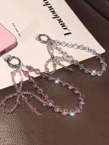 1 dây đeo điện thoại pha lê cao cấp, dây đeo cổ tay xinh xắn, dây đeo điện thoại hạt ngắn cho hoạt động ngoài trời, du lịch, tụ tập, mua sắm, dây treo điện thoại đa năng - Nhiều màu - Xem 2