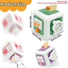 1PC Busy Cube For Kids Sensory Busy Board Travel Toy For Toddlers Educational Leamning Toys Montessori Toys For Babies Sensory FingerTraining Birthday Gift,Accessories Random Color