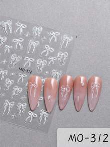 3 fogli di adesivi 3D per unghie, fiocchi, decorazioni per unghie, deliziosi fiocchi di seta, decalcomanie per unghie in stile Y2K, accessori per manicure kawaii