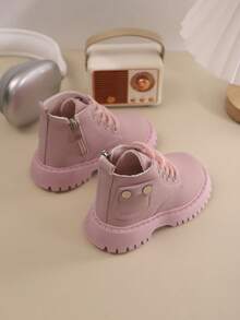 儿童靴，男女童款，秋冬新款，系带设计，时尚百搭，轻便舒适，适合户外徒步。 - 粉色 - 查看 3