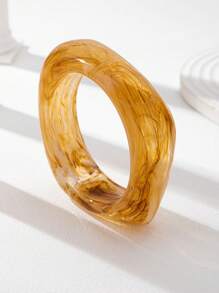 1 buc brățară tip manșetă din rășină groasă geometrică supradimensionată, set de brățări aurii pentru femei cu design cu roți late, bandă de braț metalică groasă stivuită, bijuterii la modă potrivite pentru ținute zilnice, întâlniri, petreceri, cadouri