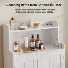 3 Tier Adjustable Freestanding Storage Cabinet, Double Open Storage, Bathroom Storage Cabinet, Bathroom Decor, Kitchen Decor - White - View 9