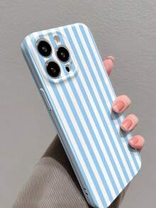 1pc Minimalistic Striped Pattern Perforated Glossy Celluloid Phone Case, Fits 11/12/13/14/15/16 Pro Max Waterproof Shockproof Anti-Fall Scratch Resistant,International Version, Not The Domestic Version - Multicolor - View 3
