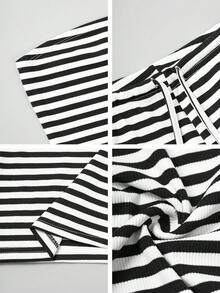 Vaiaye 女式夏季性感条纹针织休闲露肩上衣和休闲版型腰带裤，适合日常穿着