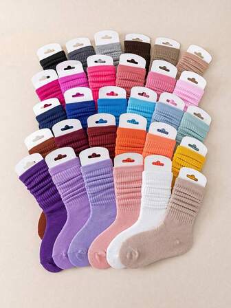 10双/套儿童休闲纯色袜子，女童糖果色可爱粉色甜美公主风袜子，百搭四季儿童袜子，颜色随机