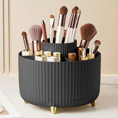 Multi-Color Optional Makeup Brush Organizer 360° Rotating Brush Holder Cup Desktop Accessory 5 Slot Makeup Brush Cup Cosmetic Brush Eyeliner, Dresser Organizer, Desk Stationery Organizer - Holiday Gift