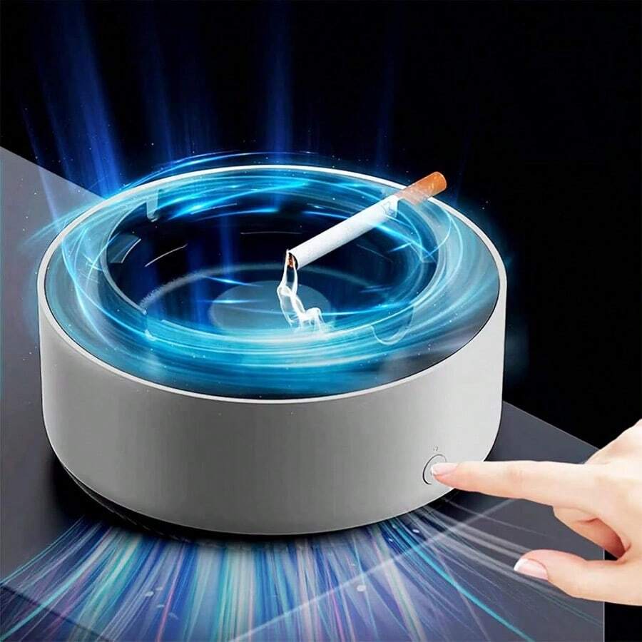 Indoor Ashtray 2 In 1 Multifunctional Ashless Air Purifier With Filter Ashtray Best For Family Car Or Office Grey