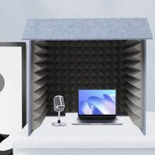 Portable Soundproof Booth Desktop Vocal Recording Booth Square Sound Proof Box Cover Vocal Absorbing Shield Music Recording Equipment To Filter Vocal For Microphone Studio Sound Recording