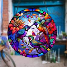 2d Flat, Hummingbird Sun Catcher - Acrylic Stained Glass Effect Hanging Decor With , Indoor_outdoor Holiday & Home Decor, No Electricity Needed, Outdoor Decoration, Intricate Feather Details, Bedroom, Living Room, Outdoor Decor, Indoor Outdoor Decor