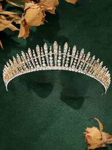 1 pièce Bandeau de mariée de luxe avec design de couronne de strass pour mariage, fête, diadème royal