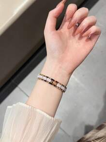 1pc Rose Gold Slim Thin Stainless Steel With Resin Watch Strap Compatible With Apple Watch Series 10 9 8 7 SE 6 5 4 3 2 1,Fashion Elegant Metal Watch Bnad Women Wrist Bracelet Compatible With IWatch Band 45mm 41mm 40mm 44mm 38mm 42mm 46mm Ultra2 49mm,Fashion Smart Watch Strap Compatible With Apple Watch Bands,Bracelet Montre Watch Strap Accessories,Correa Reloj Compatible With Apple Watch,Correa Para Reloj Inteligente,Watchbands For Smartwatch