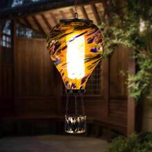 Starsoul Hot Balloon Solar Lantern With Flower Projection Metal Outdoor Waterproof Hot Balloon Solar Lights Hanging Lantern For Garden Yard Patio Decor - 紮染-H - 查看 9