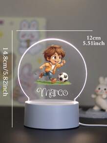 1 件定制名字创意礼物足球男孩 3D 灯光幻觉 LED 夜灯暖光/彩虹生日礼物圣诞礼物情人节礼物结婚礼物男孩女孩或朋友装饰台灯夜灯