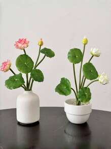 1PC/3PCS 10in Realistic Lotus Flowers - Artificial Water Lily Decor For Fish Tank/TV Cabinet, No-Fade Floral Arrangement, Zen Home Centerpiece Vase Not Included