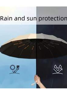 12-Bone Black Glue, Fully Automatic Umbrella With Thick And Durable Keel Umbrella, Tri-Fold Umbrella, UV-Resistant Folding Umbrella