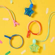 6CT Multi-Colored Zipper Bracelets For  Party Favors, Safe Durable Polyoxymethylene Material, No Choking Hazard, Great For Birthdays And Special Occasions - Default - View 2
