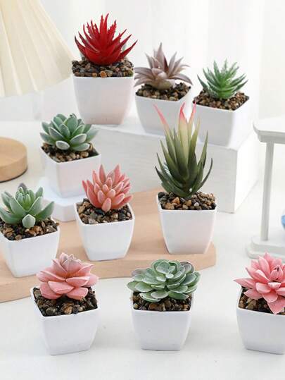 4pcs Artificial Succulent Plants, Small Fake Plants For Indoor Home Decor, Synthetic Flowers For Window Sill, Bathroom, Wall, Desk, Office, Kitchen, Farmhouse, Suitable For Christmas, Halloween, Easter, New Year