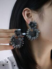 Pendientes exagerados retro tipo girasol, margarita, pendientes con diseño lujoso y de moda tipo clavos para que las mujeres los usen a diario