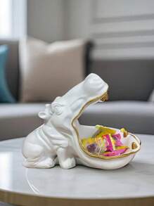 Moderne, einfache weiße Nilpferdfigur; super niedlicher Tier-Schreibtischorganisator & Dekoration; Heim- und Bürodekoration, Muttertagsgeschenkidee, lustiges Geschenk, dekorative Skulptur - Nilpferd Geschenk