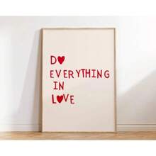 1 pieza Arte de pared minimalista cartel de corazón rojo cita de amor pintura en lienzo palabras de esperanza decoración del hogar con marco opcional