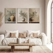 1pc/3pcs Retro Olive Branch Tree Plant Canvas Wall Art Prints Rustic Botanical Vase Bohemia Wall Decor Posters Fashion Paintings For Living Room Bedroom Bathroom Kitchen Home Office Dormitory Decor Wall Decor Picture Optional Frame