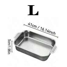 MiLaiWP Extra Large Plaque de Cuisson en Acier Inoxydable Robuste - Plat de Cuisson Rectangulaire Épais et Anti-Adhésif pour Desserts, Pains et Fruits de Mer - Idéal pour le Grill, les Buffets et les Repas de Fête, Compatible avec Four Portable avec ou sans Couvercle, Convient pour Rôtir, Cuire du Poisson et des Légumes, Lavable au Lave-Vaisselle (Poignées, 41 x 8 x 24 cm)