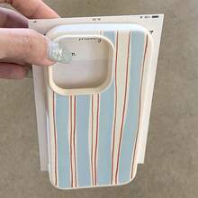 1 Stück TPU Material erfrischender blau gestreifter Muster Handyhülle geeignet für Apple/Handy - Weiss - Übersicht 4