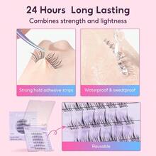 LookSelf Adhesive Lashes Clusters 811mm Reusable No Glue Lashes Natural Manga Glue Free Eyelashes Style D! - Black - View 7