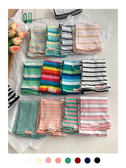 1 Pair Striped Ice Silk Arm Sleeves, Unisex Sun Protection Arm Cover, Loose Fit Cute Design, Suitable For Outdoor Cycling, UV Protection