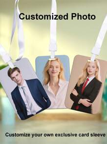 Personalized And High-Definition Transparent Holder For ID Cards, Access Cards, And Work Badges, Featuring Waterproof And Scratch-Resistant Properties, With The Option To Print Your Own Photo - Comes With A Hanging Strap Attached