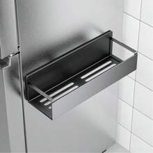 4 piezas de estantes magnéticos de metal para especias y almacenamiento, adecuados para refrigerador, horno y lavadora, organizador de almacenamiento negro para refrigerador