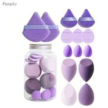 Set de 14 piezas de esponjas de maquillaje - Mini esponjas triangulares con flocado para polvos, esponja de maquillaje air cushion (empaquetado en frasco)