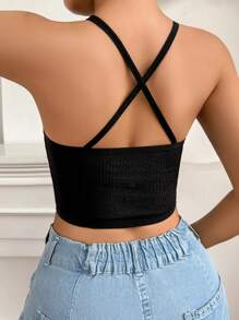 Sexy Sheer Contrast Mesh Wire-Free Bra For Women, Crossback Design & Flocked Pattern