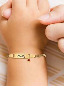 1pc Personalized Engraved Name & Date December Birthstone Bracelet - Stainless Steel Adjustable Faux Crystal Pendant, Elegant And Cute Graduation Gift, Birthday Gift