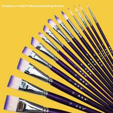 Juego de 14 brochas profesionales para pintura facial realizadas con cerdas de nailon. Este conjunto es apto tanto para pintura facial como corporal. Es compatible con pinturas acrílicas, de aceite y acuarela, y se puede utilizar para pintura facial, arte de uñas, micro detalles y pintura de rocas. Útiles escolares, de vuelta al colegio