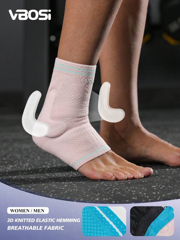 VBOSI 1 pieza Manga de soporte para tobillo tejida en 3D - Vendaje de compresión transpirable con almohadilla de gel para hombres y mujeres, multicolor