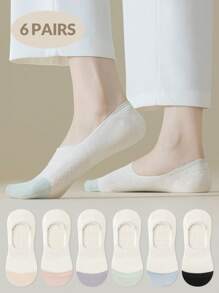 1/3/6 pares de calcetines invisibles de corte bajo para mujer con silicona antideslizante, malla, soporte del arco, para uso casual, deportivo y de verano