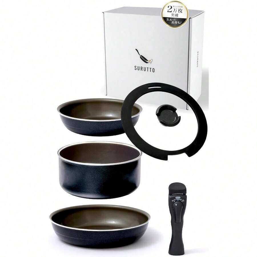 【スルッと 長持ち 】 SURUTTO フライパン 鍋セット 5点 20cm 28cm IH ガス対応 こびりつきにくい 洗いやすい 均一に火が通る 軽量 PFOA 有害物質不使用 内面フッ素コーティング 外面セラミックコーティング オーブン対応 食洗機対応 目玉焼き 取っ手がとれる 鍋 フライパンセット フライパン・ポット5点セット(B) NF5SET-2【フライパン探すの、やめません？】 - フライパン・鍋5点セット(A) - チェックする 1