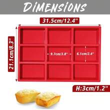 迷你面包盘硅胶烘焙模具适用于迷你面包蛋糕和面包、肉饼、玉米面包、布朗尼、松饼、矩形肥皂块、树脂环氧树脂 - 紅色 - 查看 7