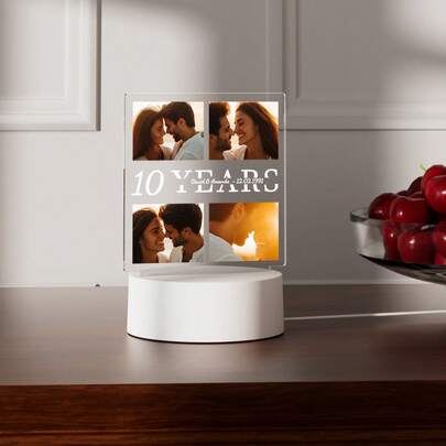 1 Customized Acrylic Photo Night Light, Customized Photo Logo, Personalized Plastic Base Light For Customized Photos, Customized Text Decoration Light, Dinosaur Logo Gift, 1 High-Quality Customized, Personalized, Unique Ideal Gift For Her Boyfriend, Girlfriend's Anniversary, Valentine's Day, Mother's Day Birthday, Children's Day, Father's Day, Graduation Ceremony, Wedding, Family Living Room, Home ,Forever Love