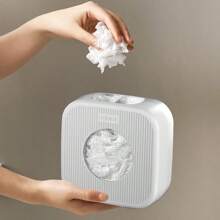 1pc Large Capacity Plastic Cling Film Storage Box, Wall-Mounted, Simple Design, White Square Shape, Bottom Elastic Opening For Easy Film Dispense, Suitable For Kitchen Use