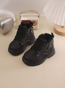 Kinder Schneestiefel für Herbst und Winter, neuer Schnür- und Reißverschluss-Stil, dick, warm, leicht, modische Outdoor-Schneestiefel