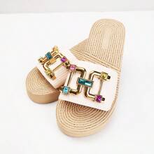Women's Low Heel Wedge Sandals, WhiteStrap Slide Sandals With Open Toe, VersatileFor Outdoor, Beach, Travel And Casual WearAny Season