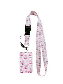 1 件 INS 风格粉色蝴蝶结樱桃和心形蝴蝶结图案挂绳卡夹，钥匙扣硬壳身份证夹，适用于公交卡、身份证、工作卡、学生证、会议卡、派对徽章学校用品，返校 - 彩色 - 查看 13