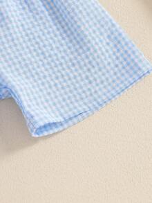 Toddler Baby Boy Girl Shorts Gingham Plaid Shorts Summer Casual Elastic Waist Shorts Pants Bottoms - 淺藍色 - 查看 6