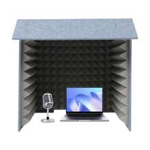 Portable Soundproof Booth Desktop Vocal Recording Booth Square Sound Proof Box Cover Vocal Absorbing Shield Music Recording Equipment To Filter Vocal For Microphone Studio Sound Recording
