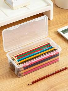 1/2 件大容量透明收纳盒、铅笔蜡笔文具便签收纳盒、DIY 工艺品工具箱、办公室学校桌面抽屉收纳用品 - 彩色 - 查看 10